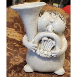 Fitz and Floyd Chubby Cheeks Tuba Player Vase 1977 Vintage 7 Inches Tall